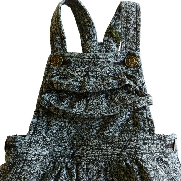 Joe Fresh Ruffle Floral Denim Bubble Shortalls 3-6 Months - Picture 5 of 7